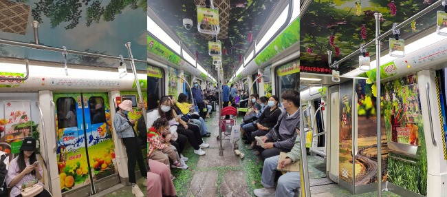 鄭州地鐵全景內(nèi)包車文旅特產(chǎn)投放案例，鄭州地鐵車廂貼廣告價格